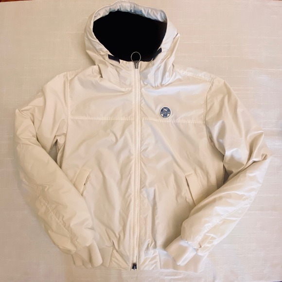 North Sails USA Hooded Sailor Jacket Fleece Lined Coat Mens Medium Nautical - Picture 1 of 15